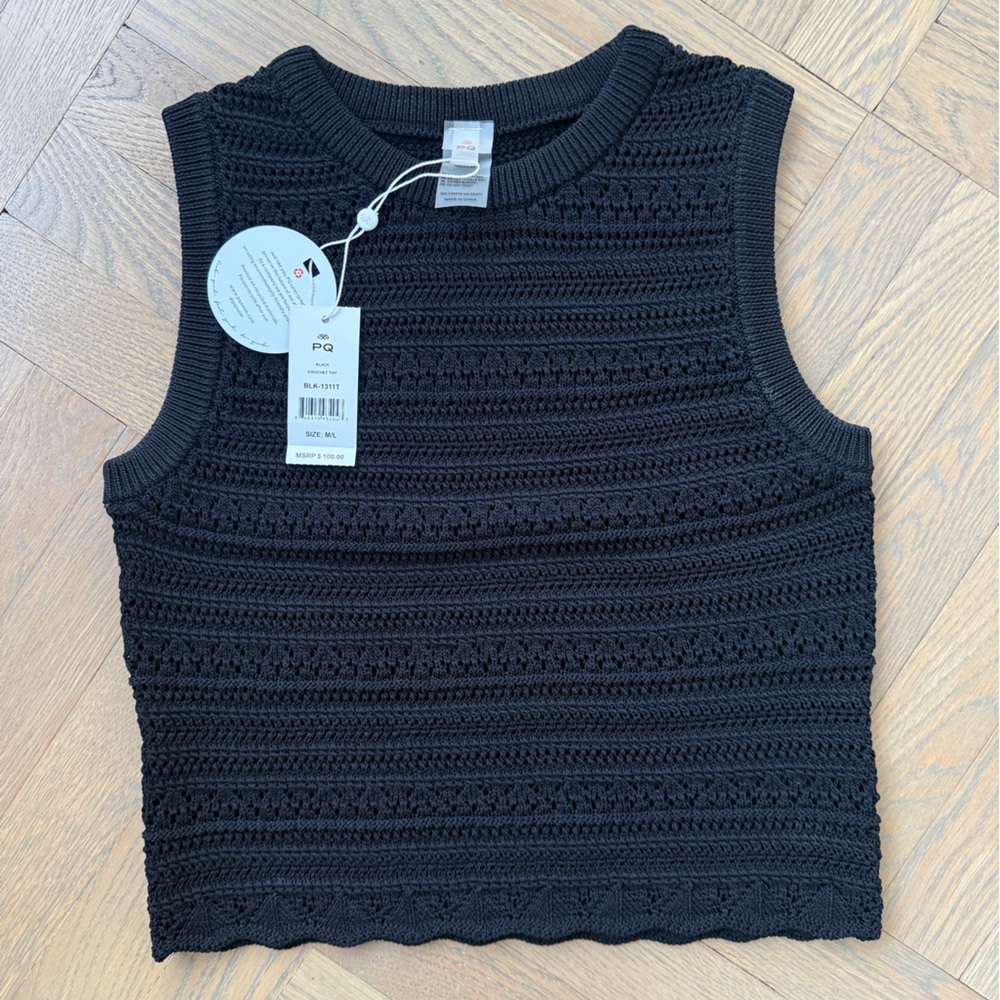 PQ Swim Black Crochet Tank Top